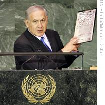 Netanyahu holds up minutes of secret Nazi Wannsee Conference of January 20, 1942 to plan extermination of the Jews